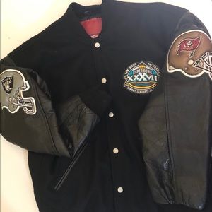 Reebok superbowl 2003 wool leather jacket Raiders